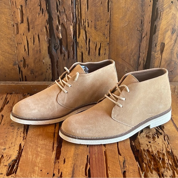 Aquatalia Men Gino Chukka Boots Beige Capuccino Suede Lace Up SZ 8.5-new no box main image 9